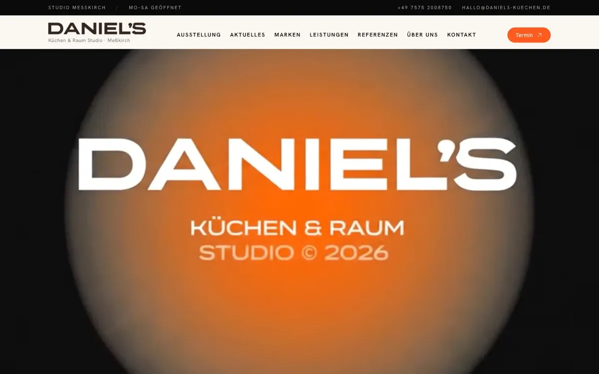 Die Website von Daniels Küchenstudio, gebaut mit Noonu